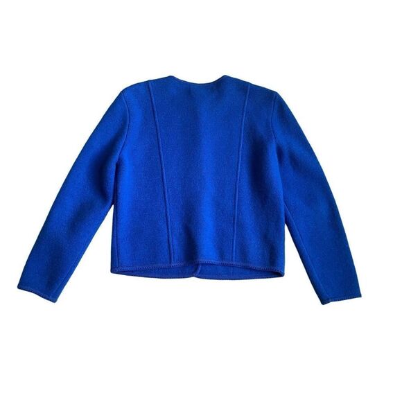 Vintage Deans of Scotland Womens 100% Wool Cardigan Sweater Size S Royal Blue  B - Picture 2 of 5